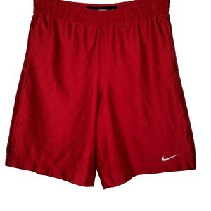 Nike Basketball Shorts Large Red Athletic Grid Elastic Sports Swoosh Activewear